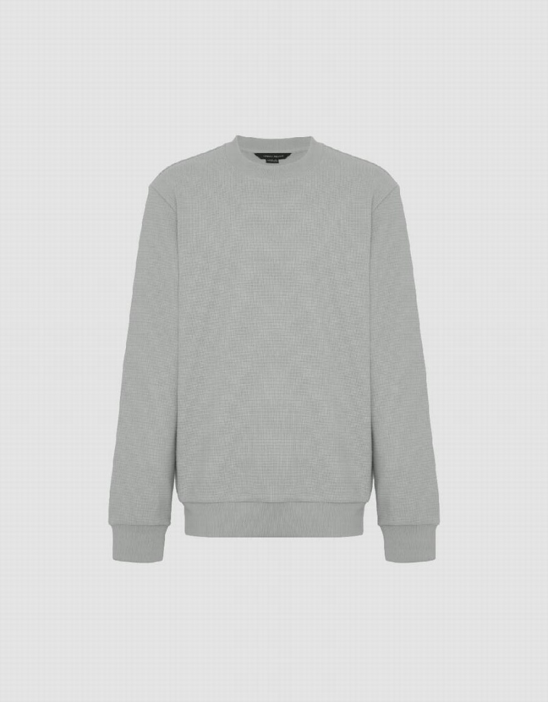 Urban Revivo Crew Neck Men's Sweatshirts Light Grey | ELA6126KG