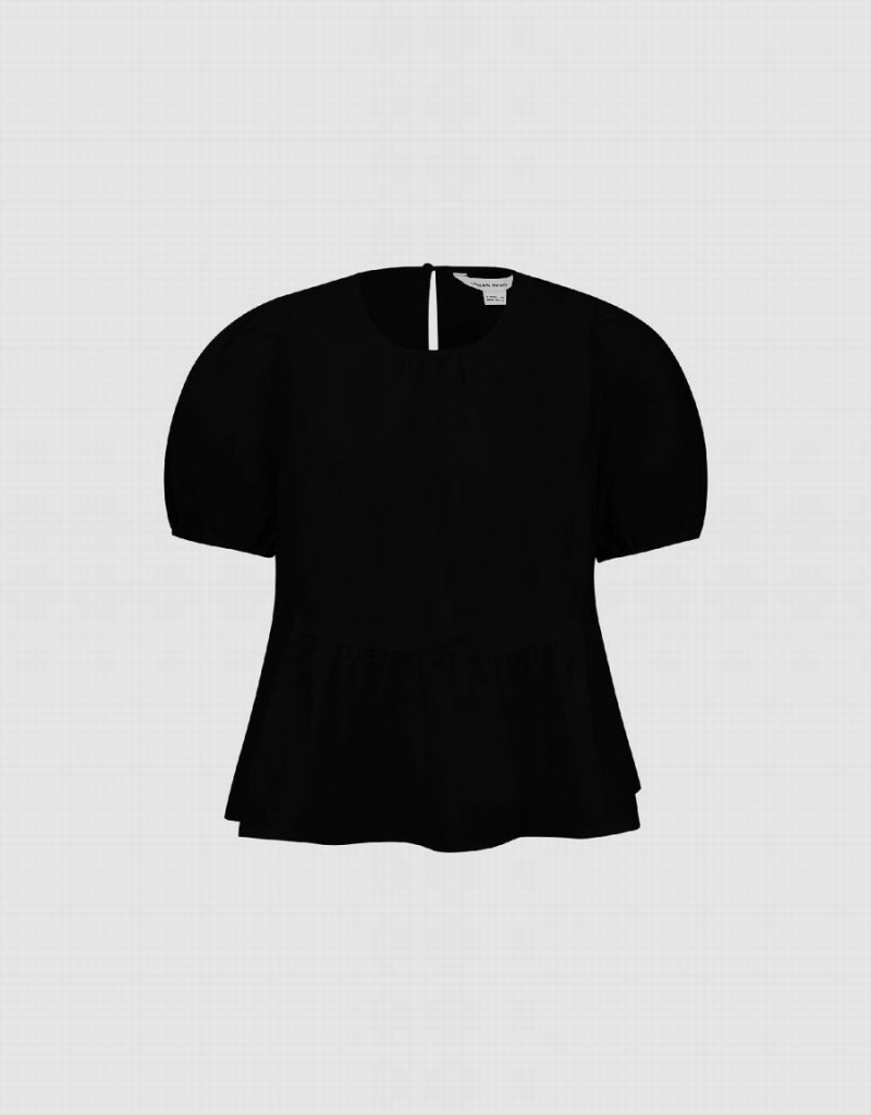 Urban Revivo Crew Neck Overhead Women's Blouse Black | LVP649DU