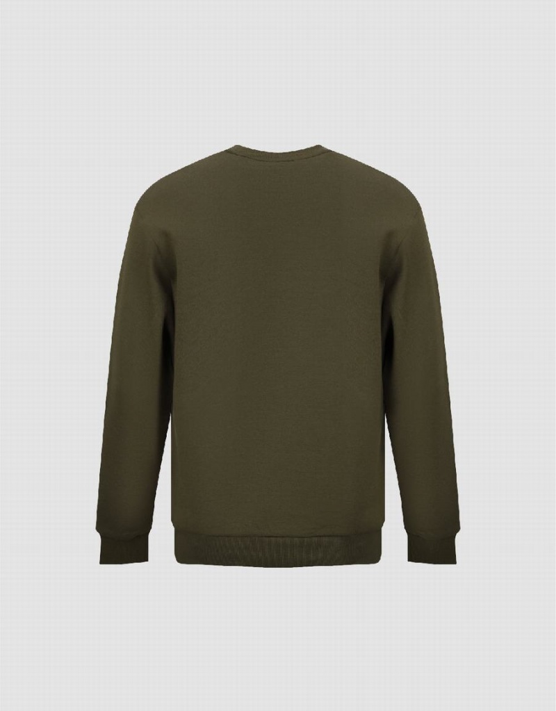 Urban Revivo Crew Neck Straight Men's Sweatshirts Green | PNV30100VM