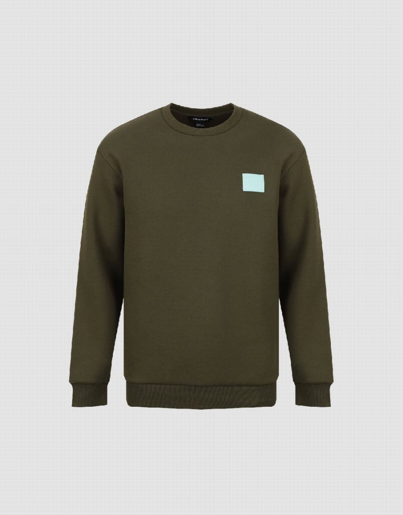 Urban Revivo Crew Neck Straight Men's Sweatshirts Green | PNV30100VM