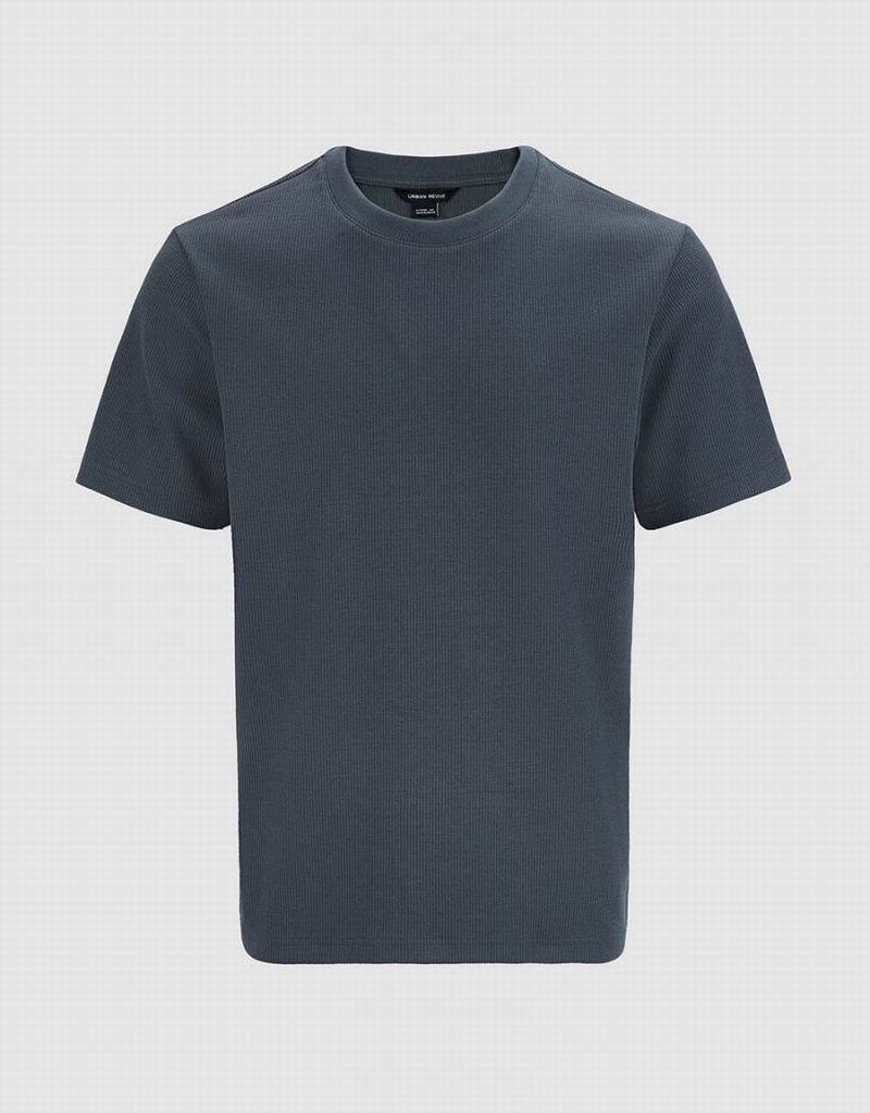 Urban Revivo Crew Neck Straight Men's T Shirts Grey | MBF7294PK