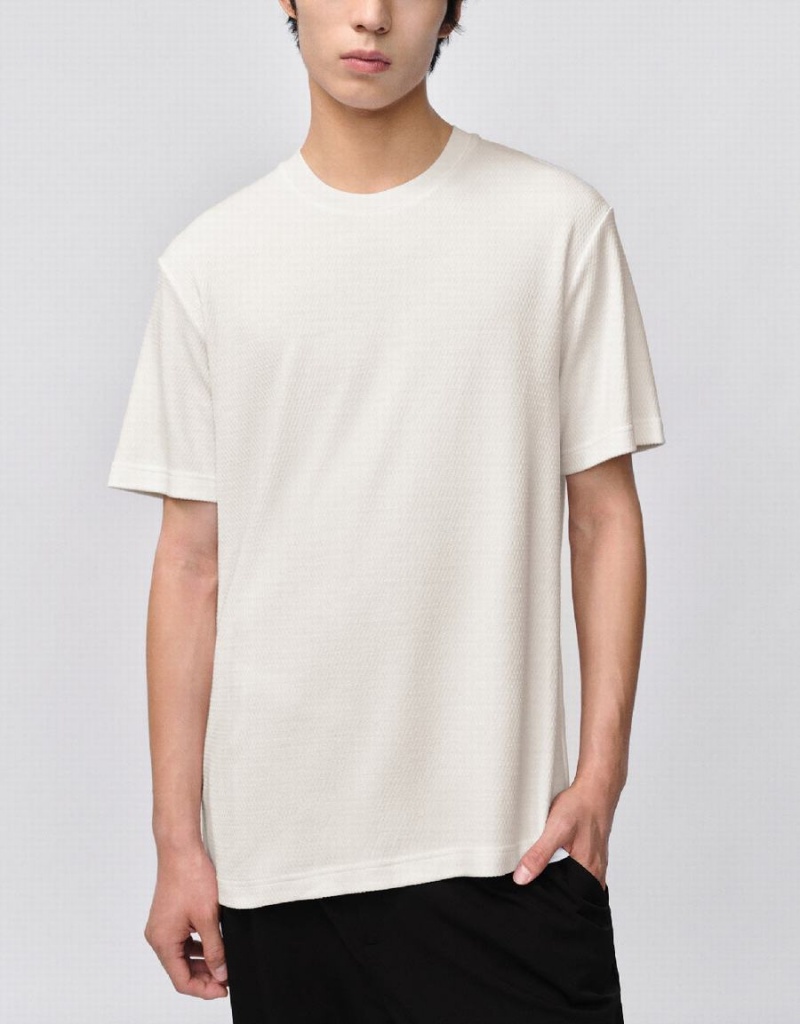 Urban Revivo Crew Neck Straight Men's T Shirts White | ZBB9434AY