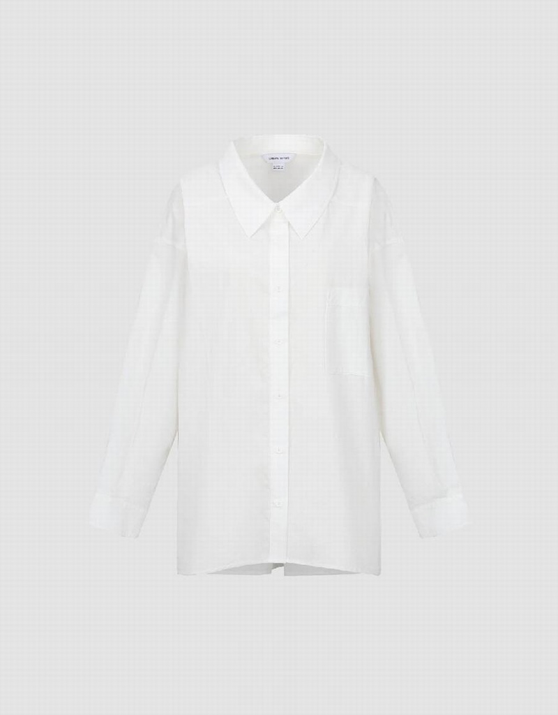 Urban Revivo Drop Shoulder Sleeve Button Up Straight Women's Shirts White | NMM8453EV