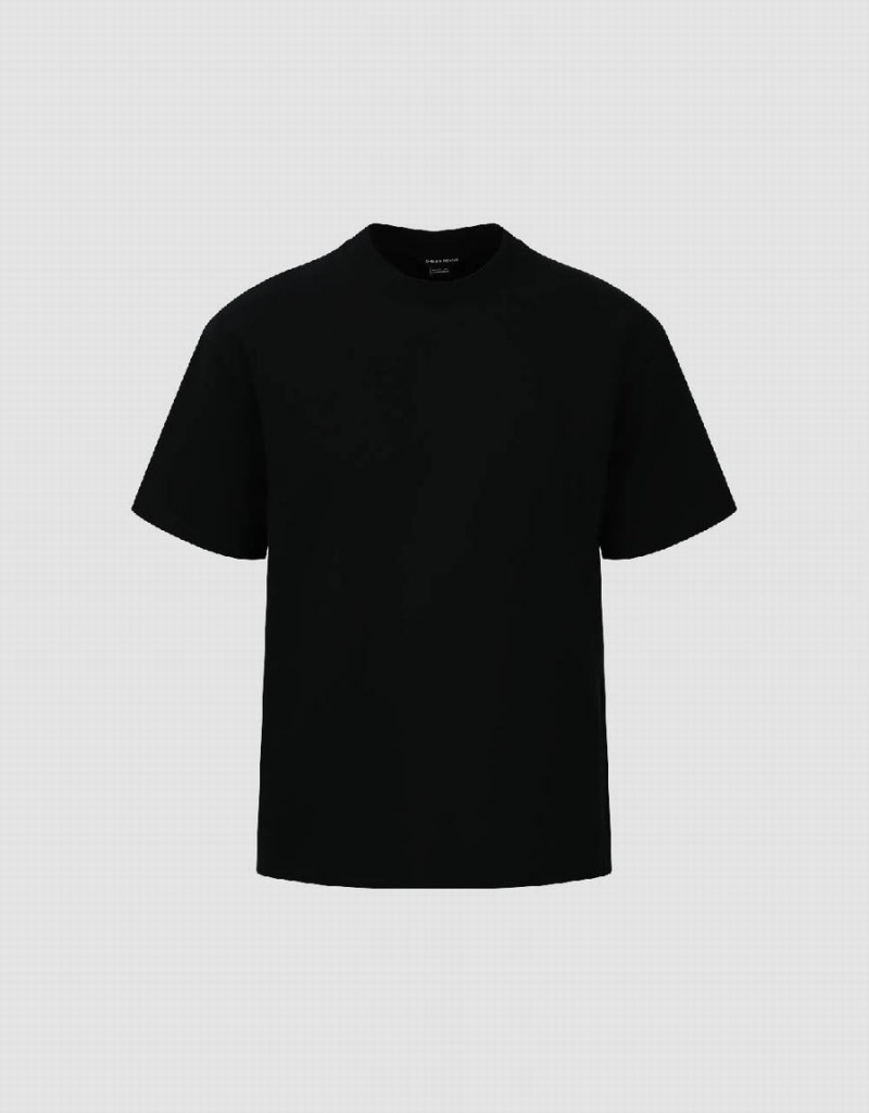 Urban Revivo Drop Shoulder Sleeve Crew Neck Men's T Shirts Black | TNI5130FU