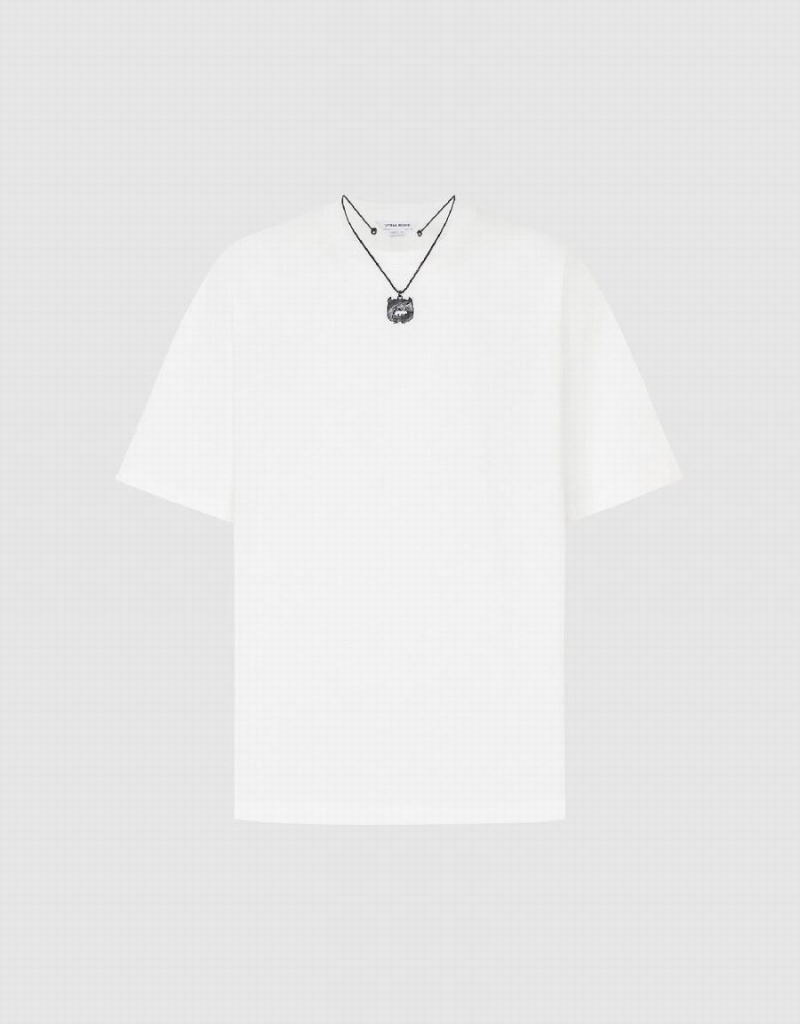 Urban Revivo Drop Shoulder Sleeve Men's T Shirts White | LKR573BX