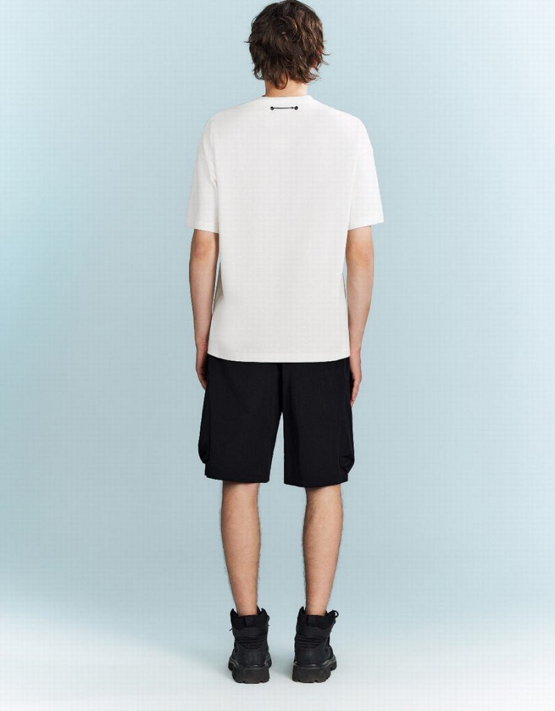 Urban Revivo Drop Shoulder Sleeve Men's T Shirts White | LKR573BX