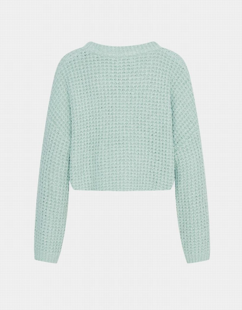 Urban Revivo Drop Shoulder Cropped Women's Sweaters Green | PVM5268OH