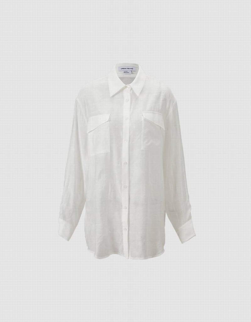 Urban Revivo Flap Pocket Women's Shirts White | USN5949WJ