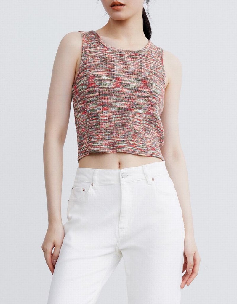 Urban Revivo Flecked Knitted Women's Tank Top Red | AIH295DZ