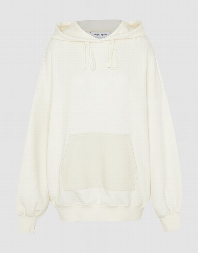 Urban Revivo Hooded Oversized Women's Sweatshirts White | TEJ1988YE