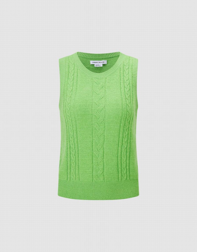 Urban Revivo Knitted Women's Tank Top Green | DCK5763GD