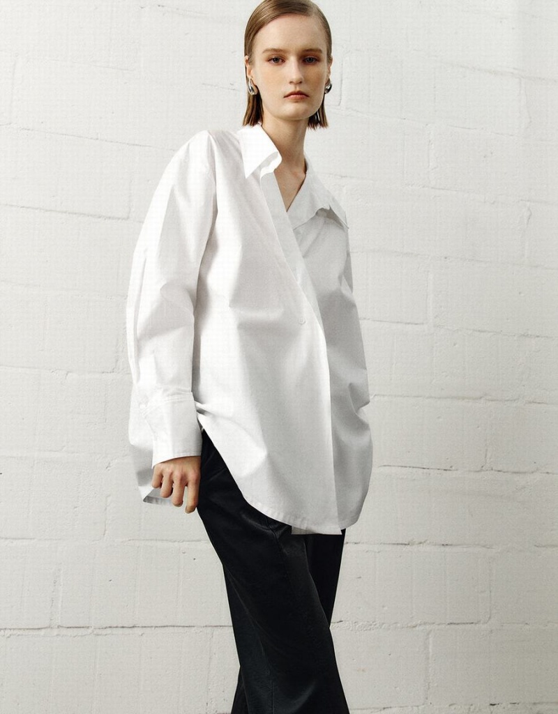 Urban Revivo Loose Sraight Women's Shirts White | LKG3820FT