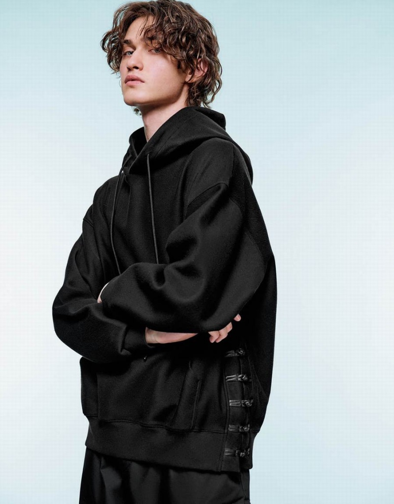 Urban Revivo Oversized Hooded Men's Sweatshirts Black | GSQ4679WB