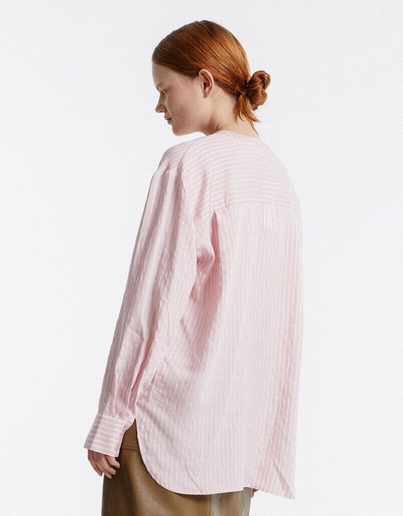 Urban Revivo Oversized Striped Women's Blouse Pink | LBV2448XR