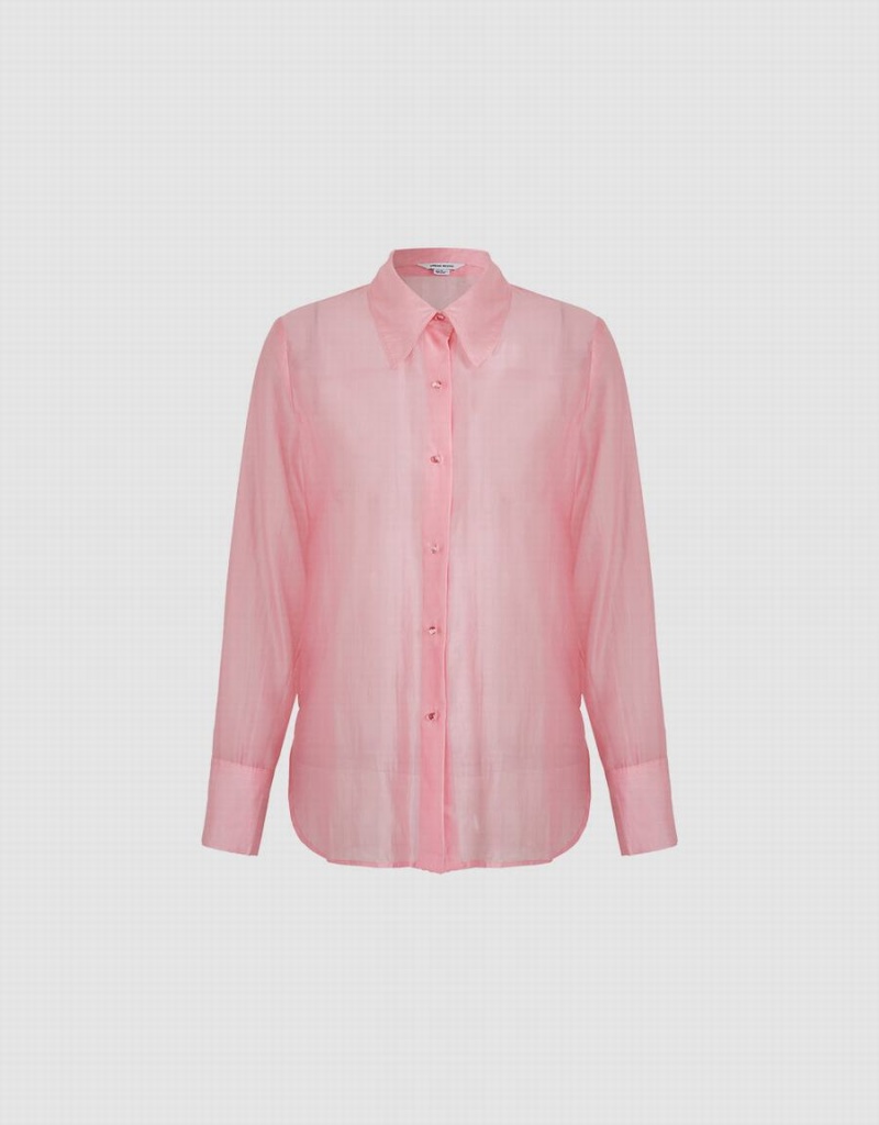 Urban Revivo Patch Pocket Women's Shirts Pink | ACJ1175VN