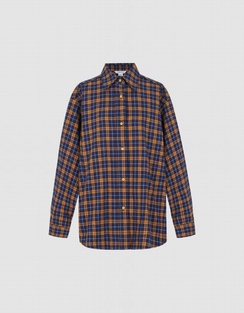 Urban Revivo Plaid Women's Shirts Yellow | RQB9722SL