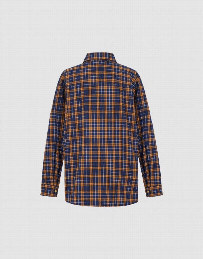 Urban Revivo Plaid Women's Shirts Yellow | RQB9722SL