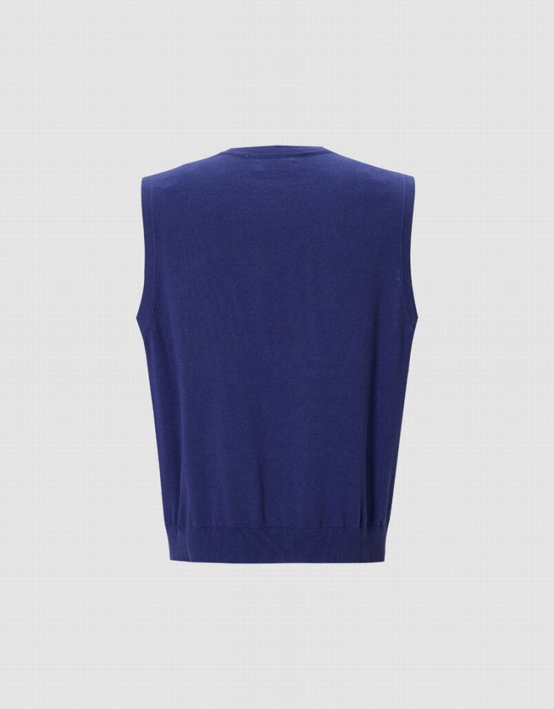 Urban Revivo Plain Men's Sweaters Blue | WKB144XI