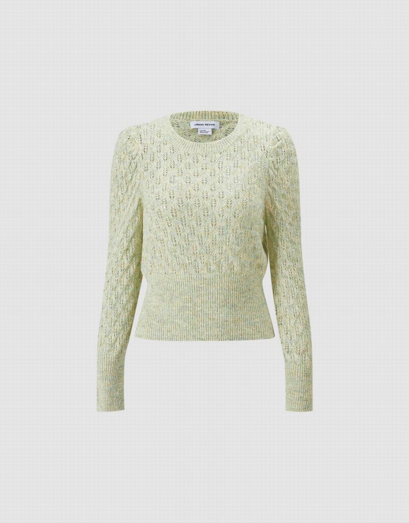 Urban Revivo Pointelle Women's Sweaters Green | LGE277RW