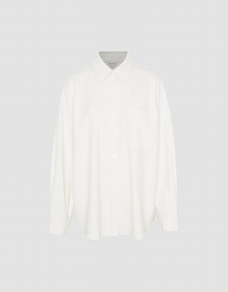 Urban Revivo Press Buttoned Oversized Women's Shirts White | QNQ8348CP