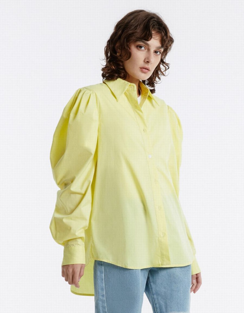 Urban Revivo Puff Sleeve Women's Shirts Green | RCJ3542FL