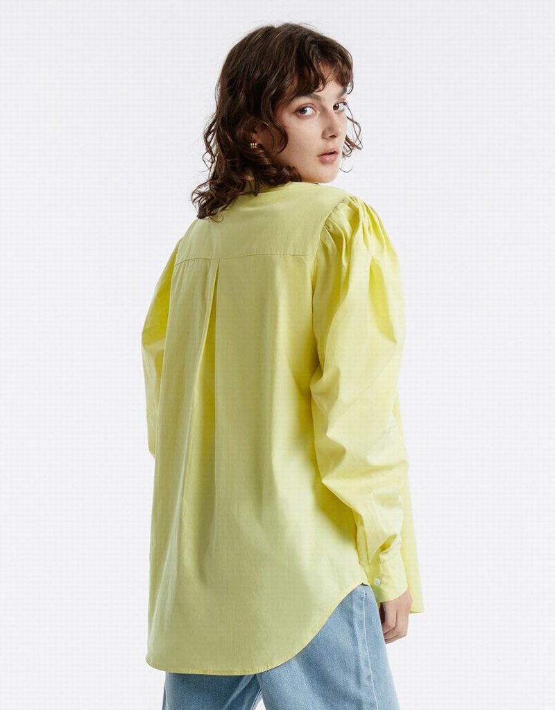 Urban Revivo Puff Sleeve Women's Shirts Green | RCJ3542FL