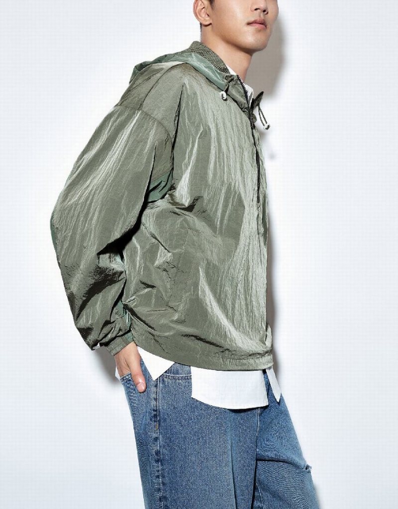 Urban Revivo Raglan Sleeve Loose Overhead Men's Blouse Green | XHE9082TB