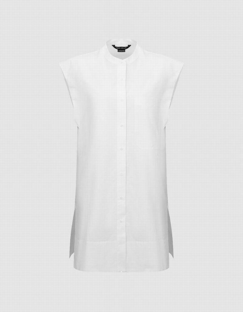 Urban Revivo Sleeveless Button Up Women's Shirts White | NJM9518LK