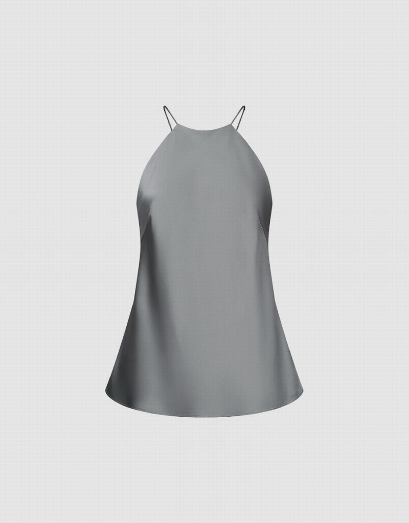 Urban Revivo Sleeveless Crew Neck Overhead Women's Blouse Grey | XUX5154BB