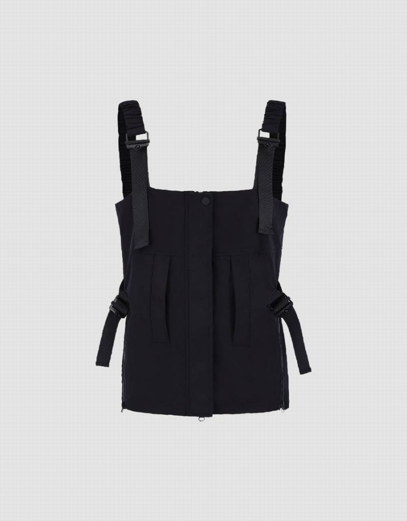 Urban Revivo Sleeveless Square-cut Collar Overhead Women's Blouse Black | PVL1984FM