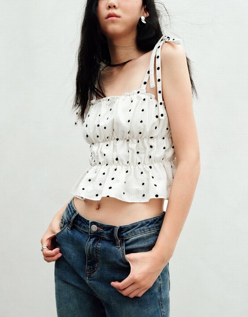 Urban Revivo Square-Cut Collar Cami Top Women's Blouse White | PBS3496AK