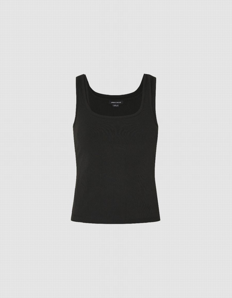 Urban Revivo Square-cut Collar Women's Tank Top Black | OGE1312RL