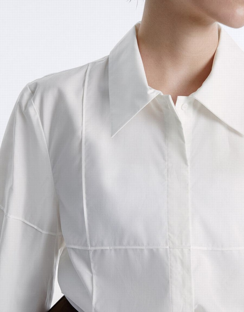 Urban Revivo Stitch Detail Women's Shirts White | IBT1180HU