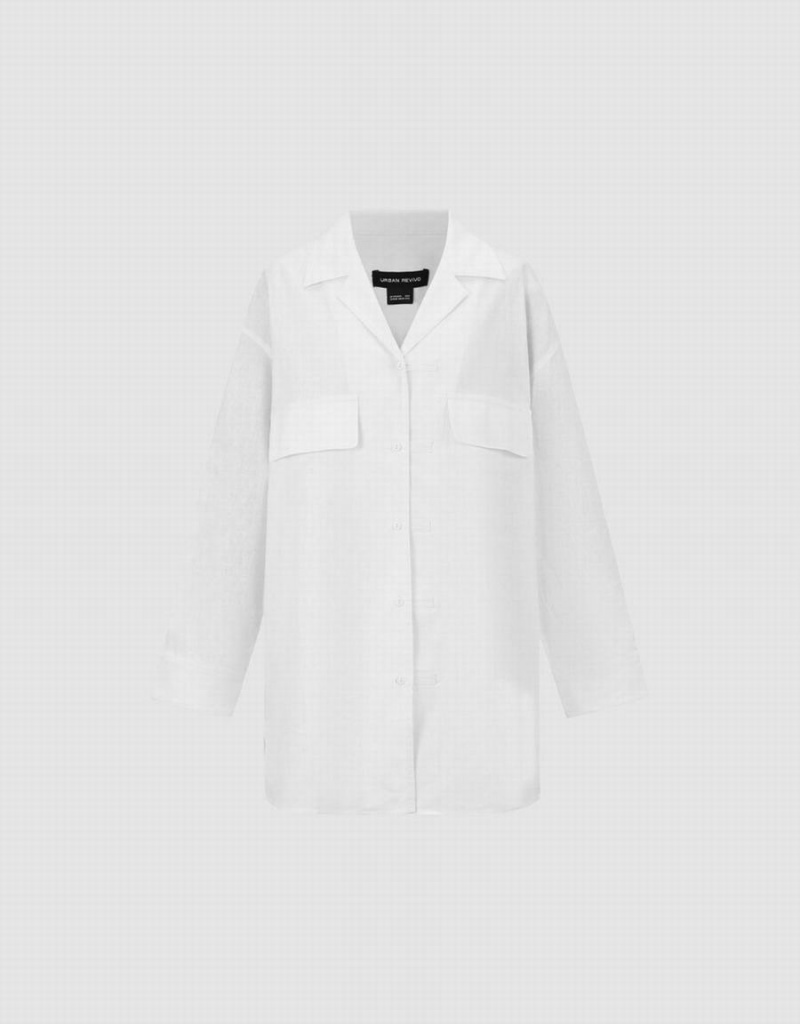 Urban Revivo Straight Drop Shoulder Women's Shirts White | PFM8319DK