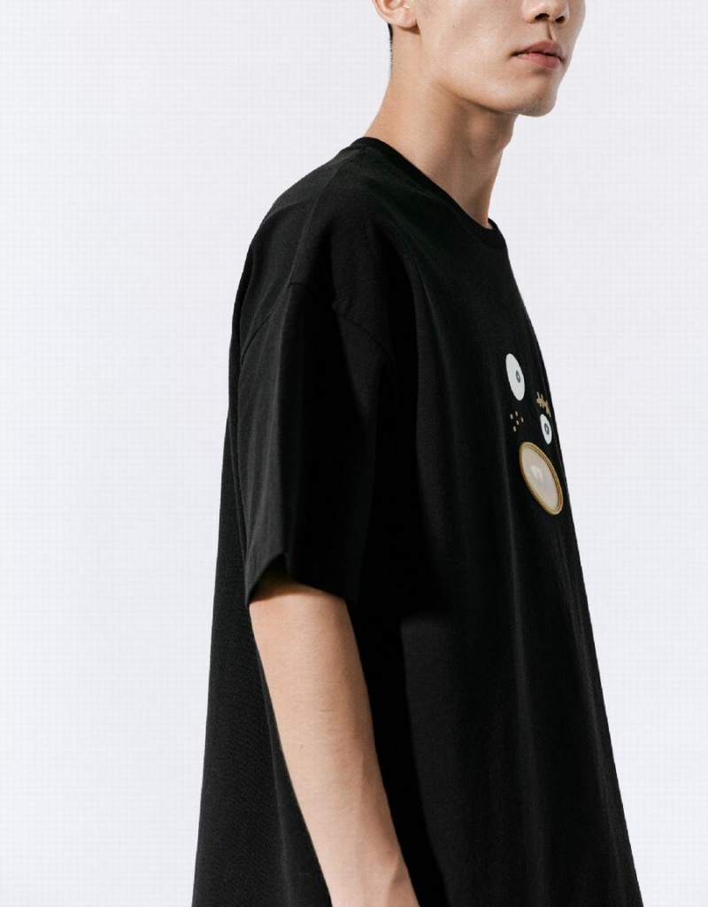 Urban Revivo Straight Knitted Men's T Shirts Black | KZS3817SS