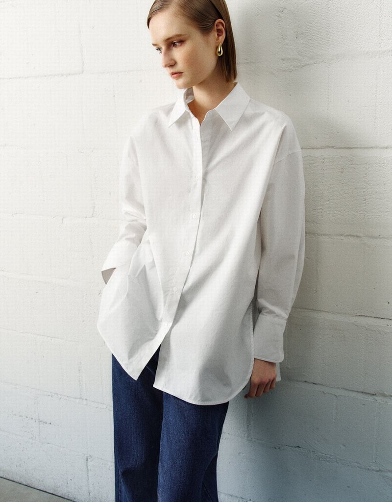 Urban Revivo Straight Loose Women's Shirts White | TLA5973PV