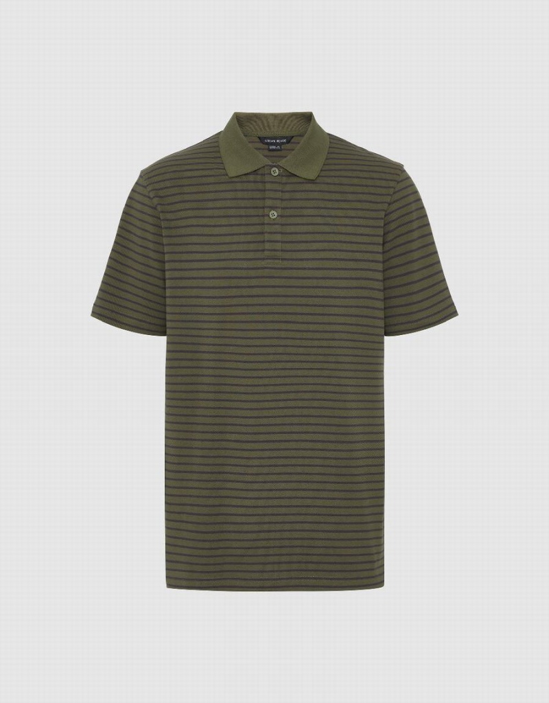 Urban Revivo Striped Men's T Shirts Green | UHP9963GI