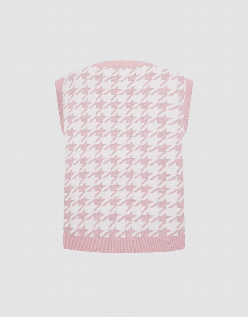 Urban Revivo The Secret Life Of Pets Houndstooth Women's Tank Top Pink | YER5270RR