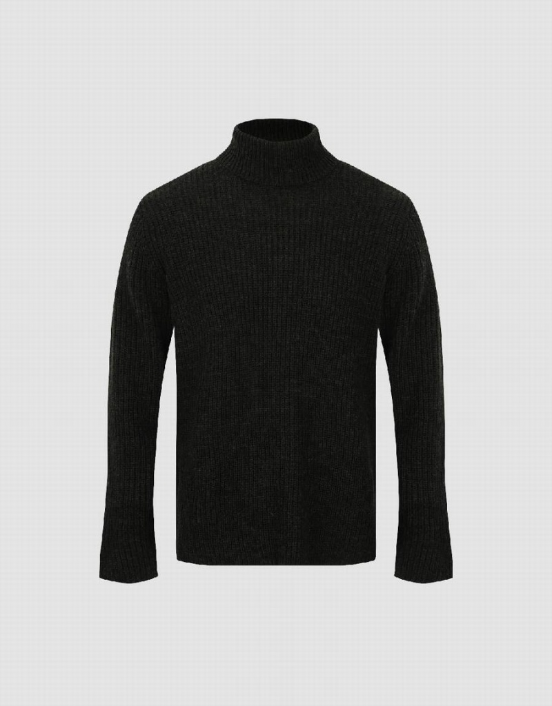 Urban Revivo Turtle Neck Straight Men's Sweaters Green | ZVP547UG