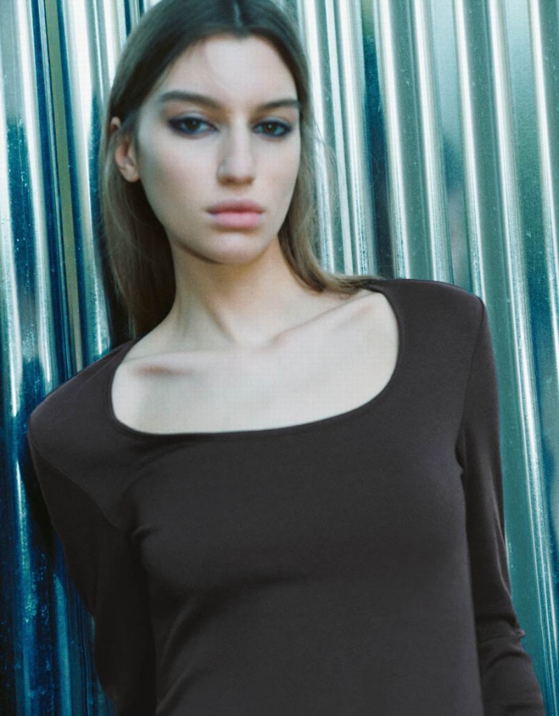 Urban Revivo U Neck Knitted Women's T Shirts Dark Grey | JMP5884YK