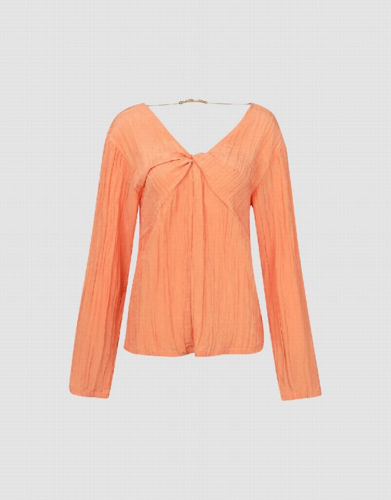 Urban Revivo V-Neck Overhead Women's Blouse Orange | YBZ981GO